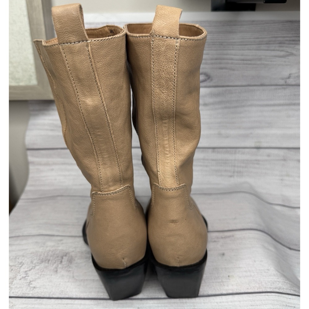 Free People Women's 8.5 Faster Horses Filigree Boots Mocha Tan Leather Western - Picture 4 of 8